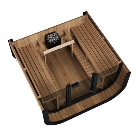 SaunaLife Model CL7G Outdoor Sauna Kit | 6-Person Cube-Series | Thermo-Spruce