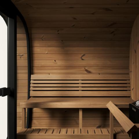 SaunaLife Model CL7G Outdoor Sauna Kit | 6-Person Cube-Series | Thermo-Spruce