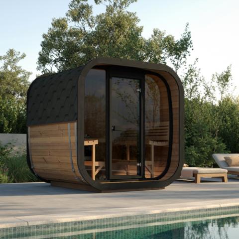 SaunaLife Model CL7G Outdoor Sauna Kit | 6-Person Cube-Series | Thermo-Spruce