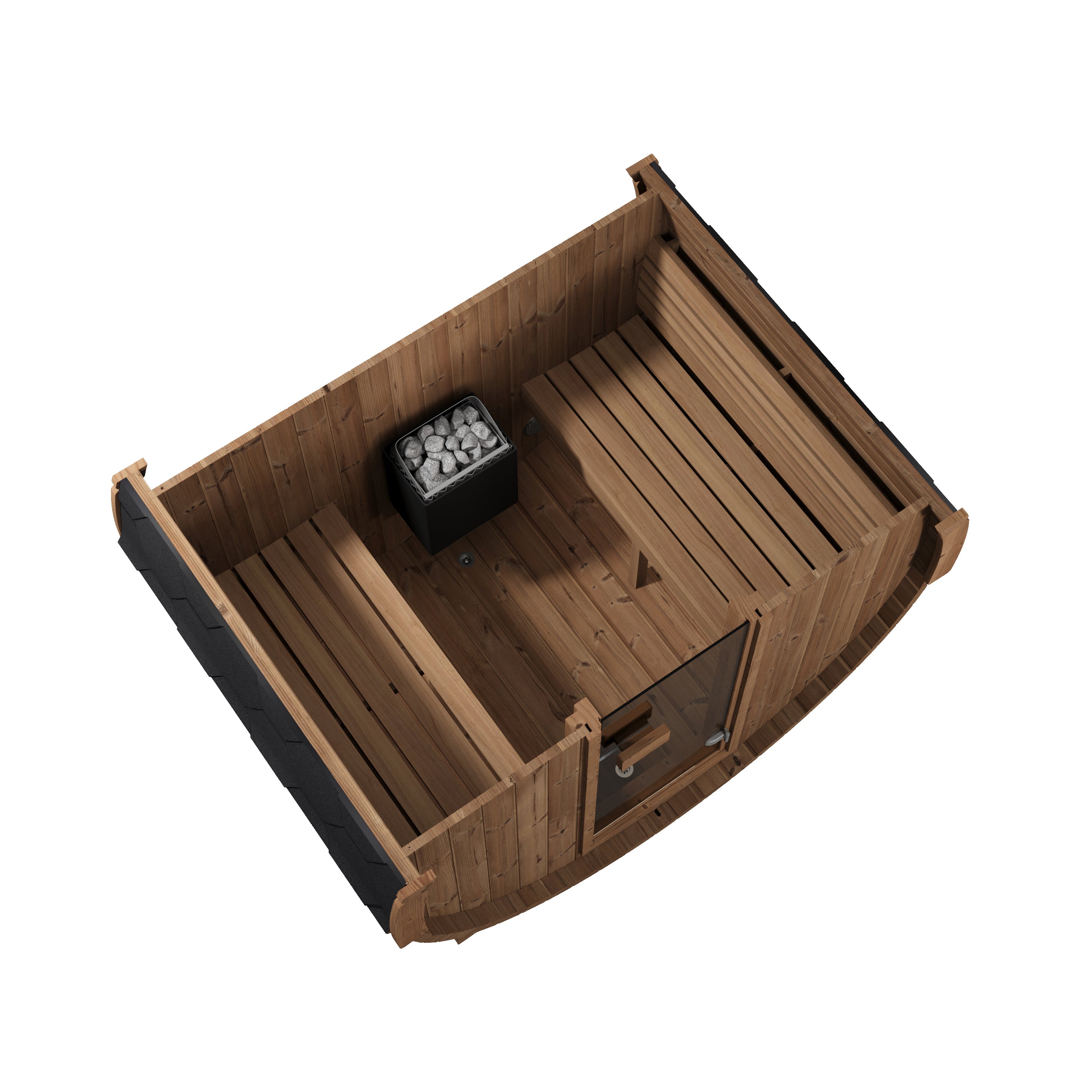 SaunaLife Model E6 Ergo Outdoor Barrel Sauna Kit | 3-Person | Thermo-Spruce