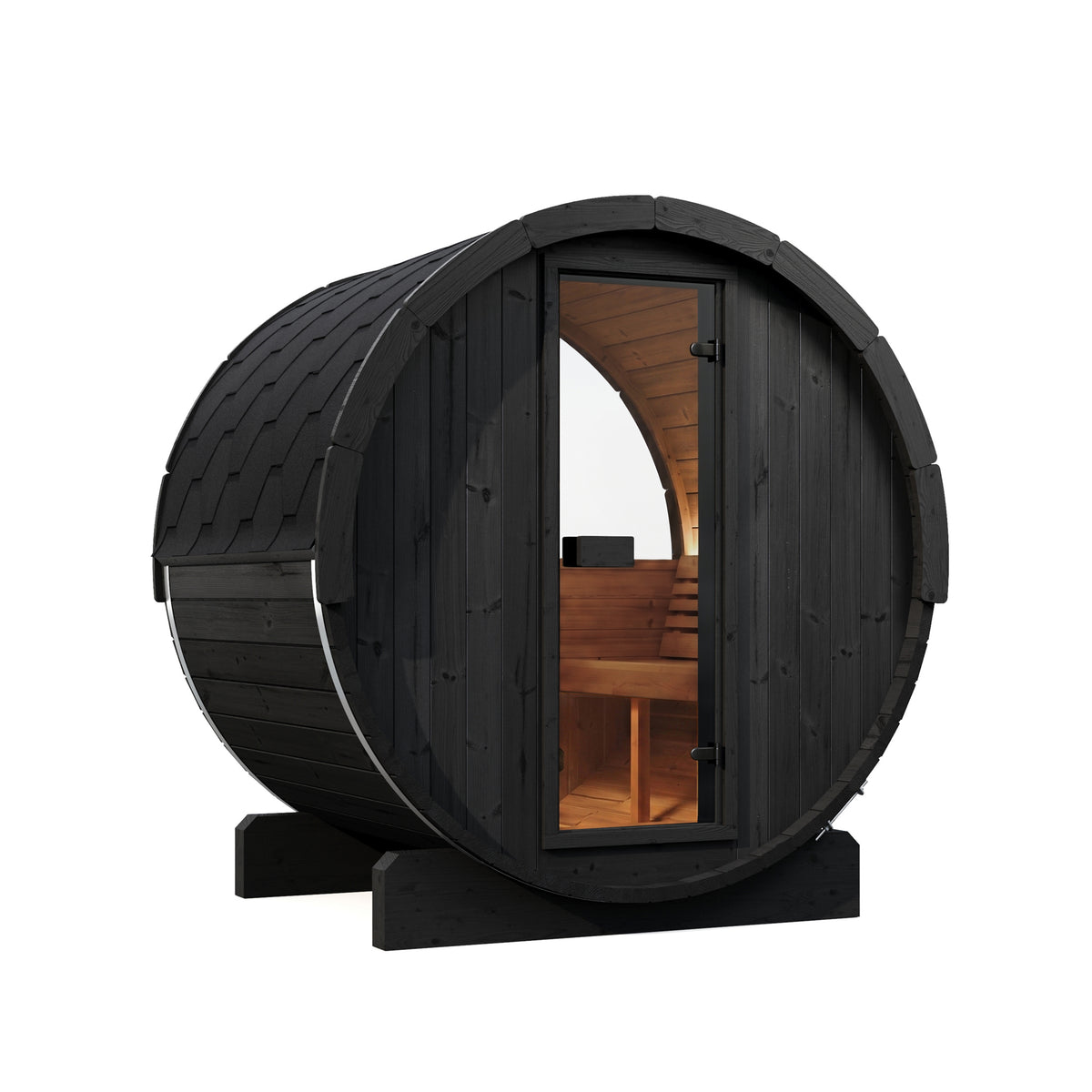 SaunaLife E6WB Black Barrel Sauna Kit – Up to 3 People – DIY Paint Included