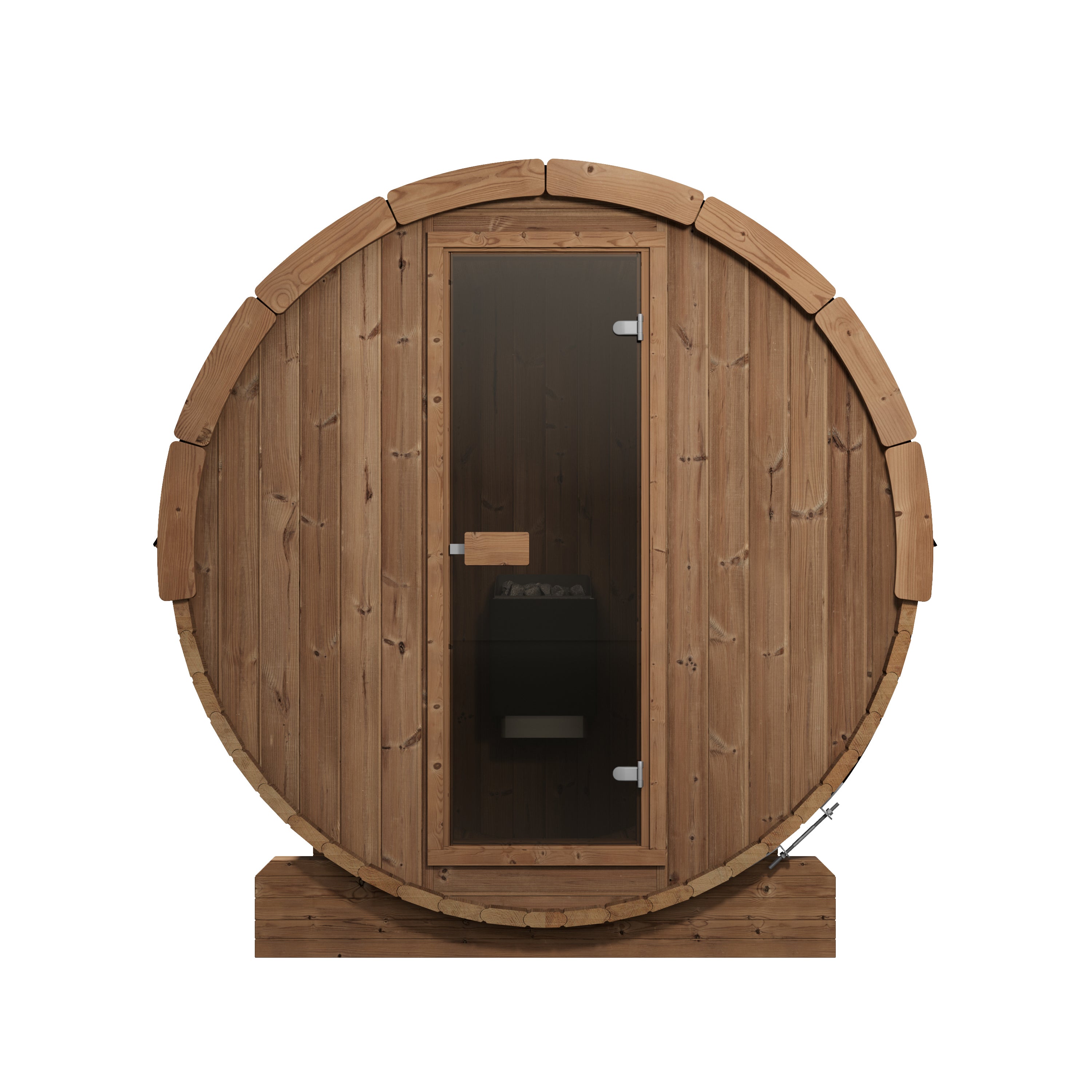 SaunaLife Model E7 Ergo Outdoor Barrel Sauna Kit | 4-Person | Thermo-Spruce