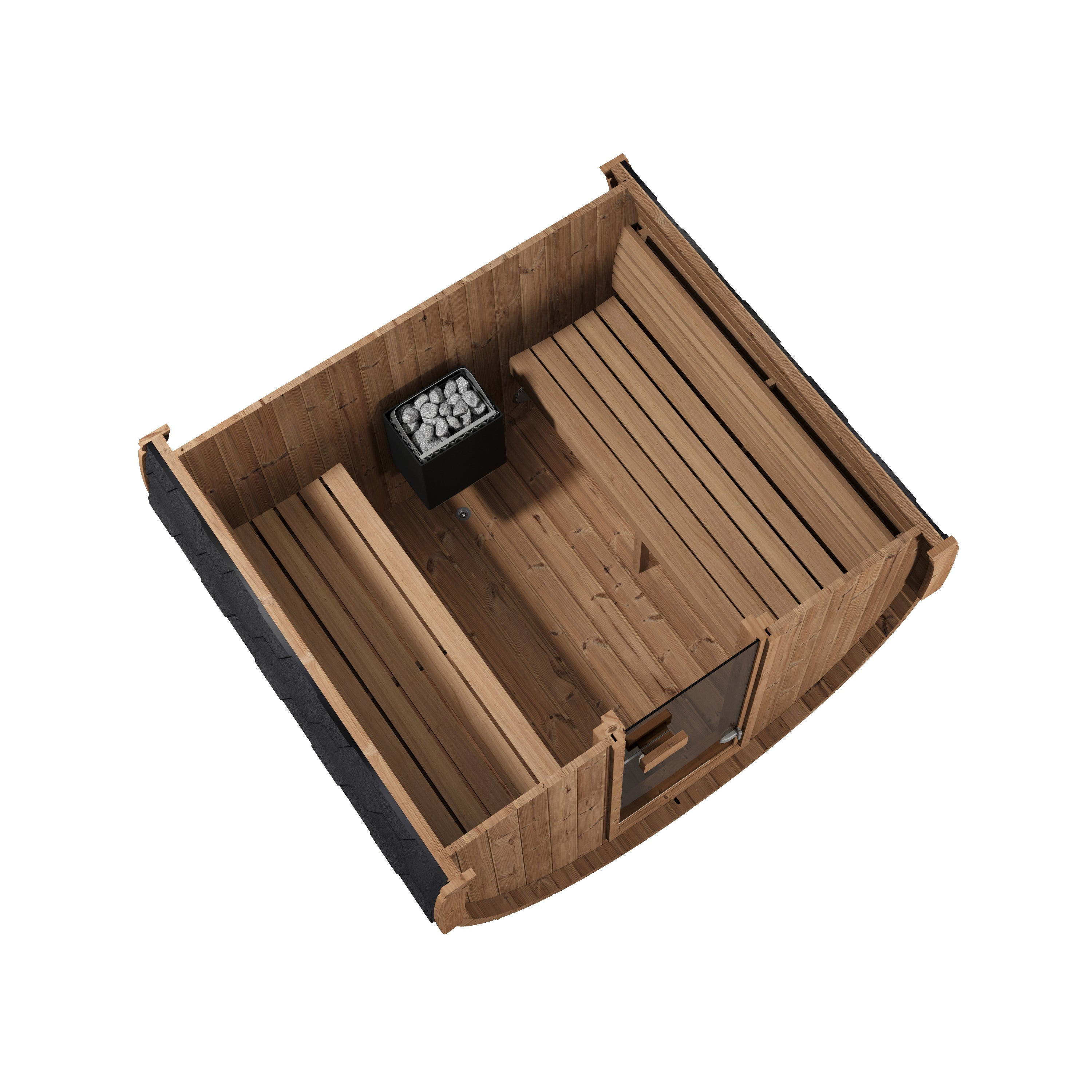 SaunaLife Model E7 Ergo Outdoor Barrel Sauna Kit | 4-Person | Thermo-Spruce