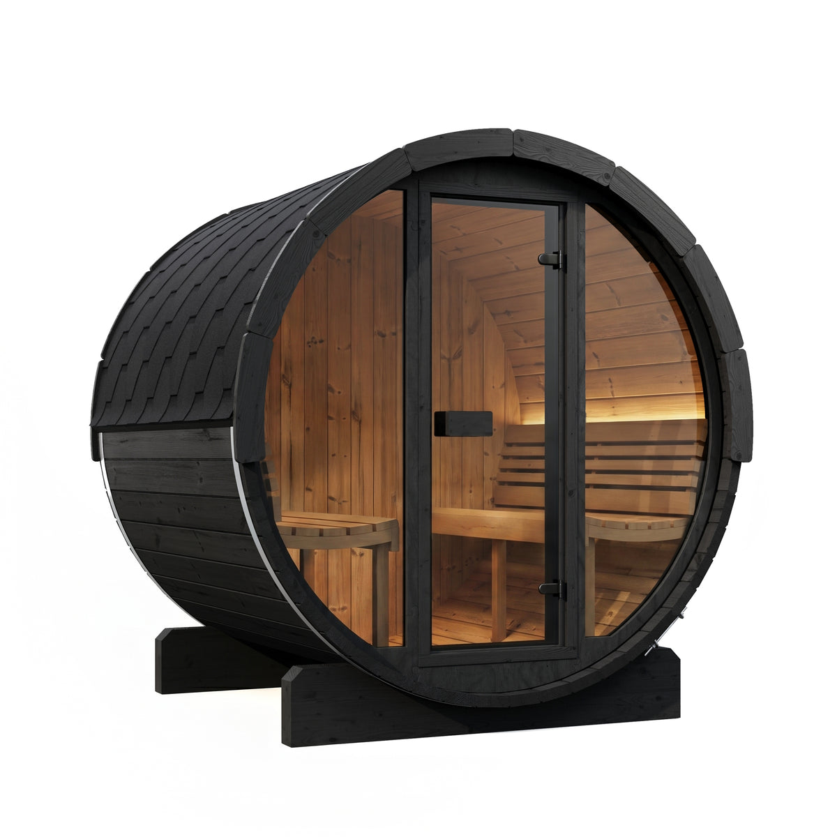 SaunaLife E7GB Black Barrel Sauna Kit – Up to 4 People – DIY Paint Included