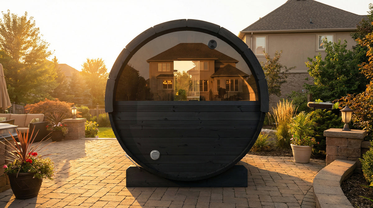 SaunaLife E7WB Black Barrel Sauna Kit – Up to 4 People – DIY Paint Included