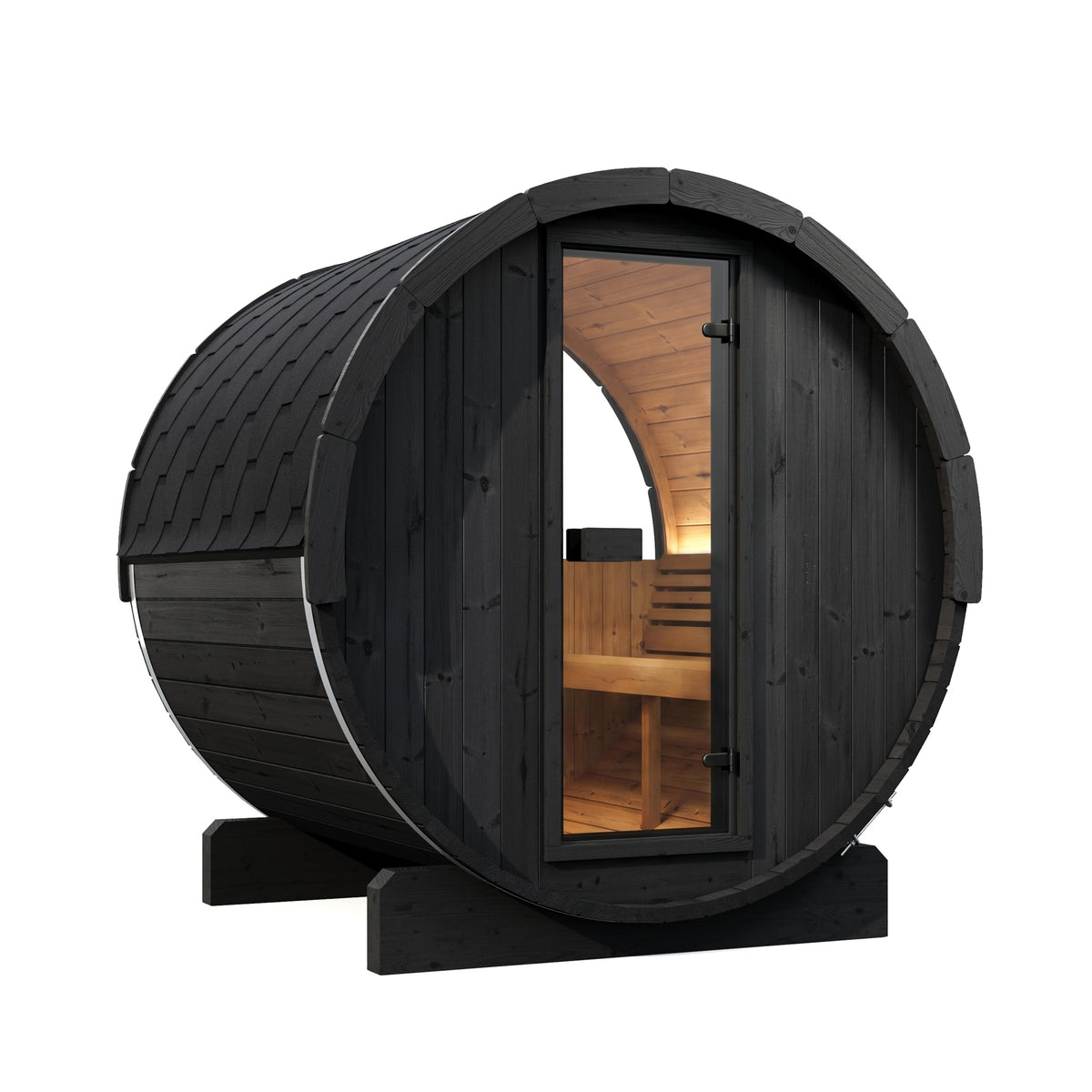 SaunaLife E7WB Black Barrel Sauna Kit – Up to 4 People – DIY Paint Included