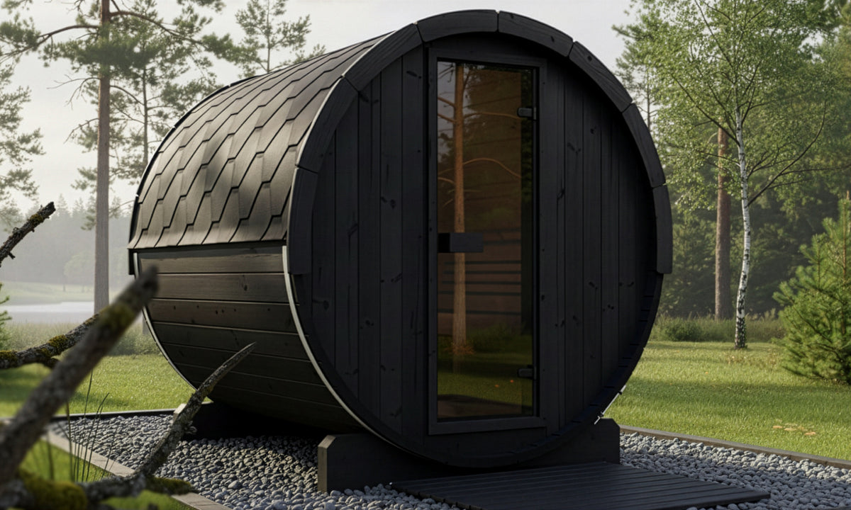 SaunaLife E8B Black Barrel Sauna Kit – Up to 6 People – DIY Paint Included