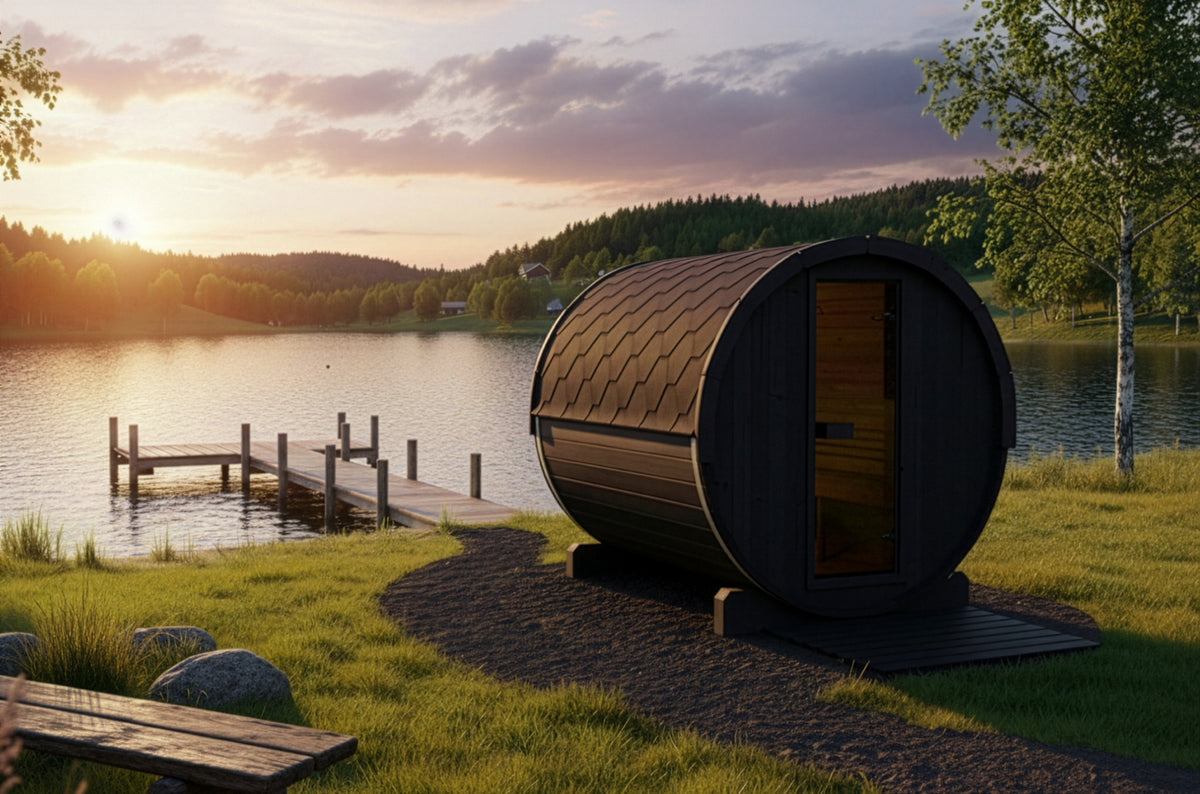 SaunaLife E8B Black Barrel Sauna Kit – Up to 6 People – DIY Paint Included