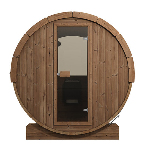 SaunaLife Model E8G Ergo Series Outdoor Sauna Barrel Kit, Glass Front, Up to 6 Persons