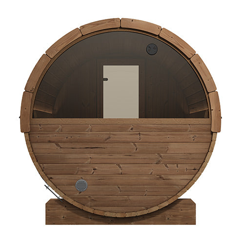 SaunaLife Model E8G Ergo Series Outdoor Sauna Barrel Kit, Glass Front, Up to 6 Persons