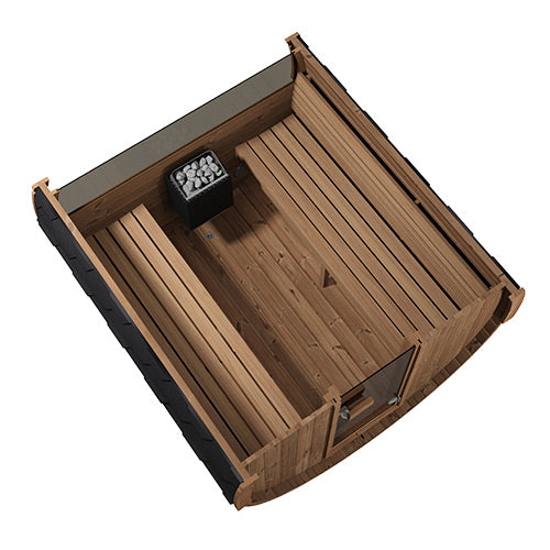 SaunaLife Model E8G Ergo Series Outdoor Sauna Barrel Kit, Glass Front, Up to 6 Persons