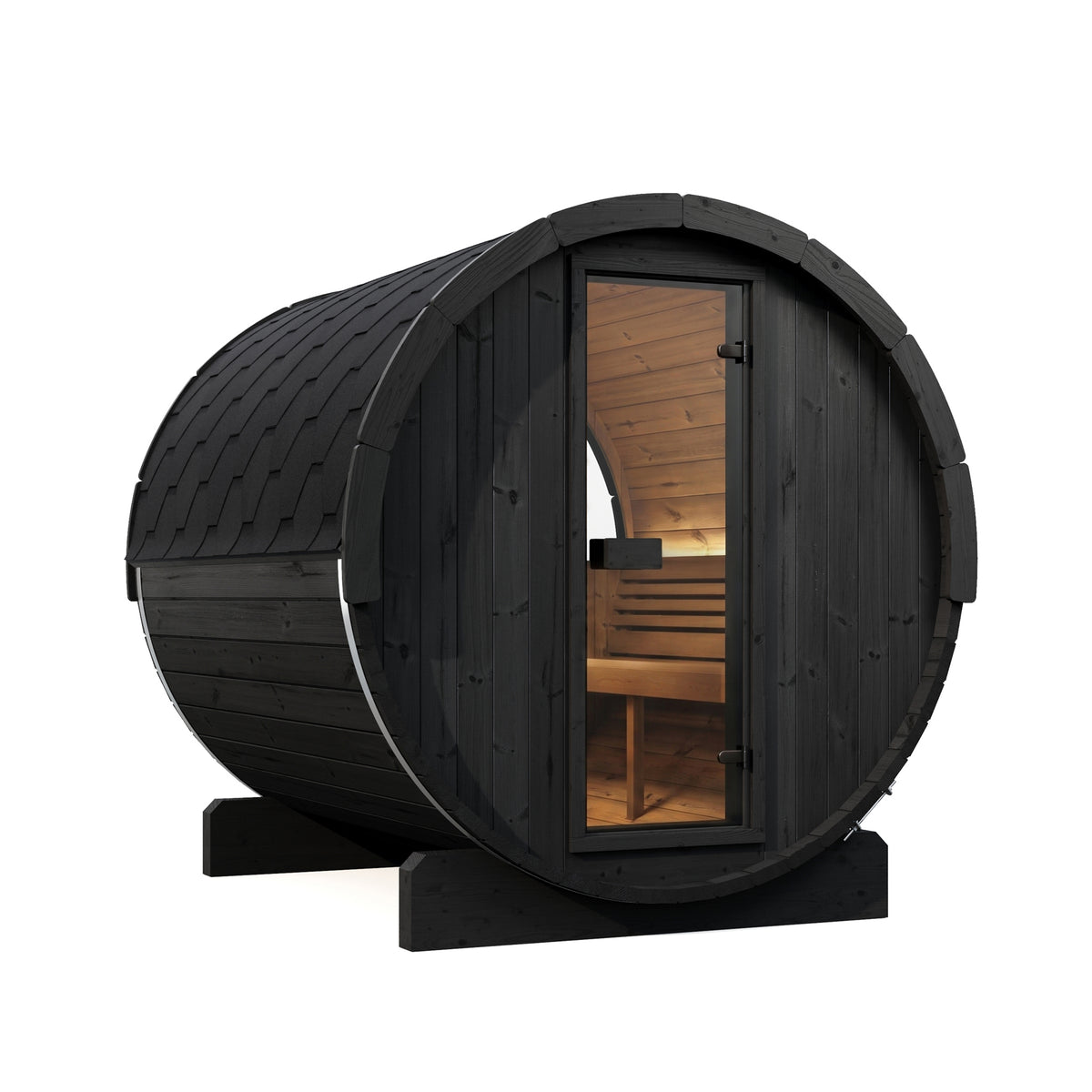 SaunaLife E8WB Black Barrel Sauna Kit – Up to 6 People – DIY Paint Included