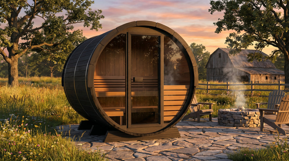 SaunaLife EE6GB Black Barrel Sauna Kit – Up to 4 People – DIY Paint Included