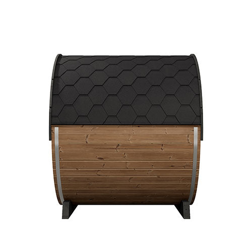 SaunaLife Model EE8G Ergo Elegance Outdoor Barrel Sauna Kit | 6-Person | Full Glass Front | 7'3" Diameter