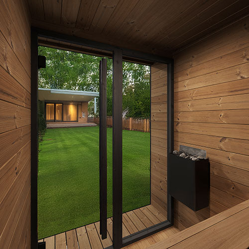 SaunaLife GL4 4-Person Outdoor Traditional Sauna Kit with Glass Front
