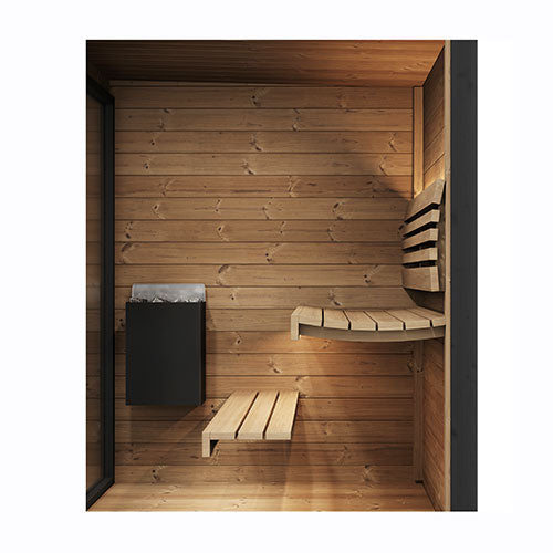 SaunaLife GL4 4-Person Outdoor Traditional Sauna Kit with Glass Front