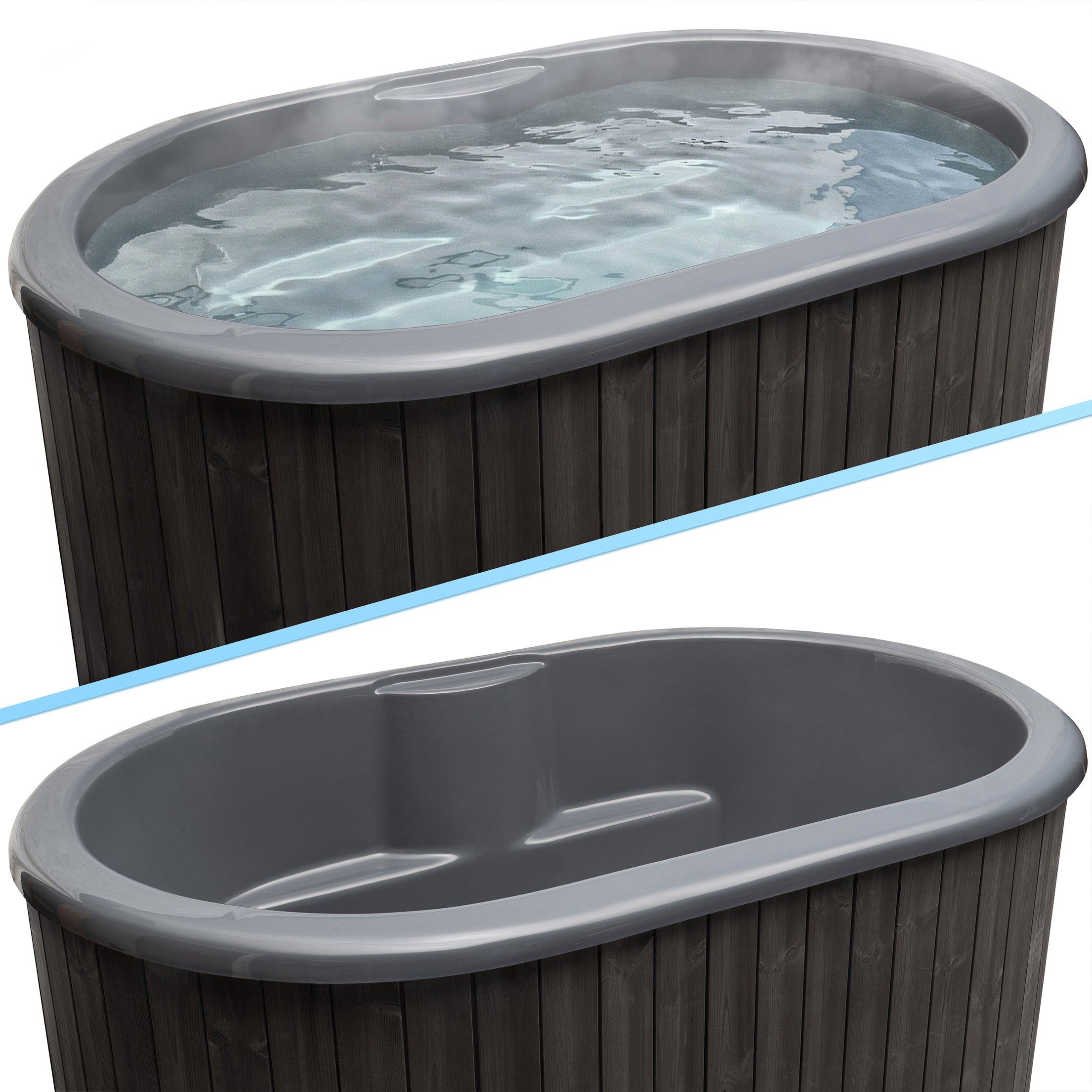 SaunaLife S2BC 2-Person Hot & Cold Immersion Tub – Black Wood