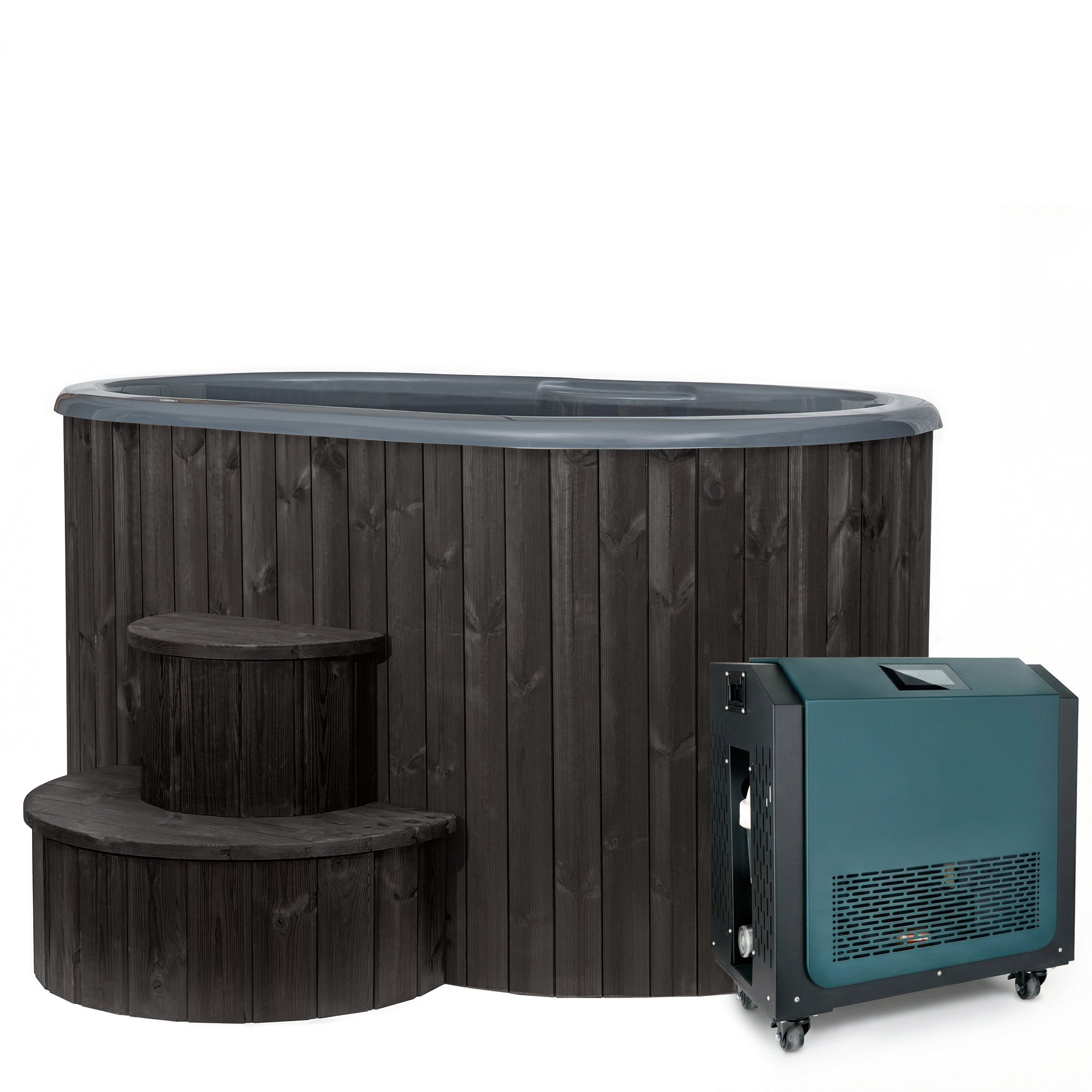 SaunaLife S2BC 2-Person Hot & Cold Immersion Tub – Black Wood