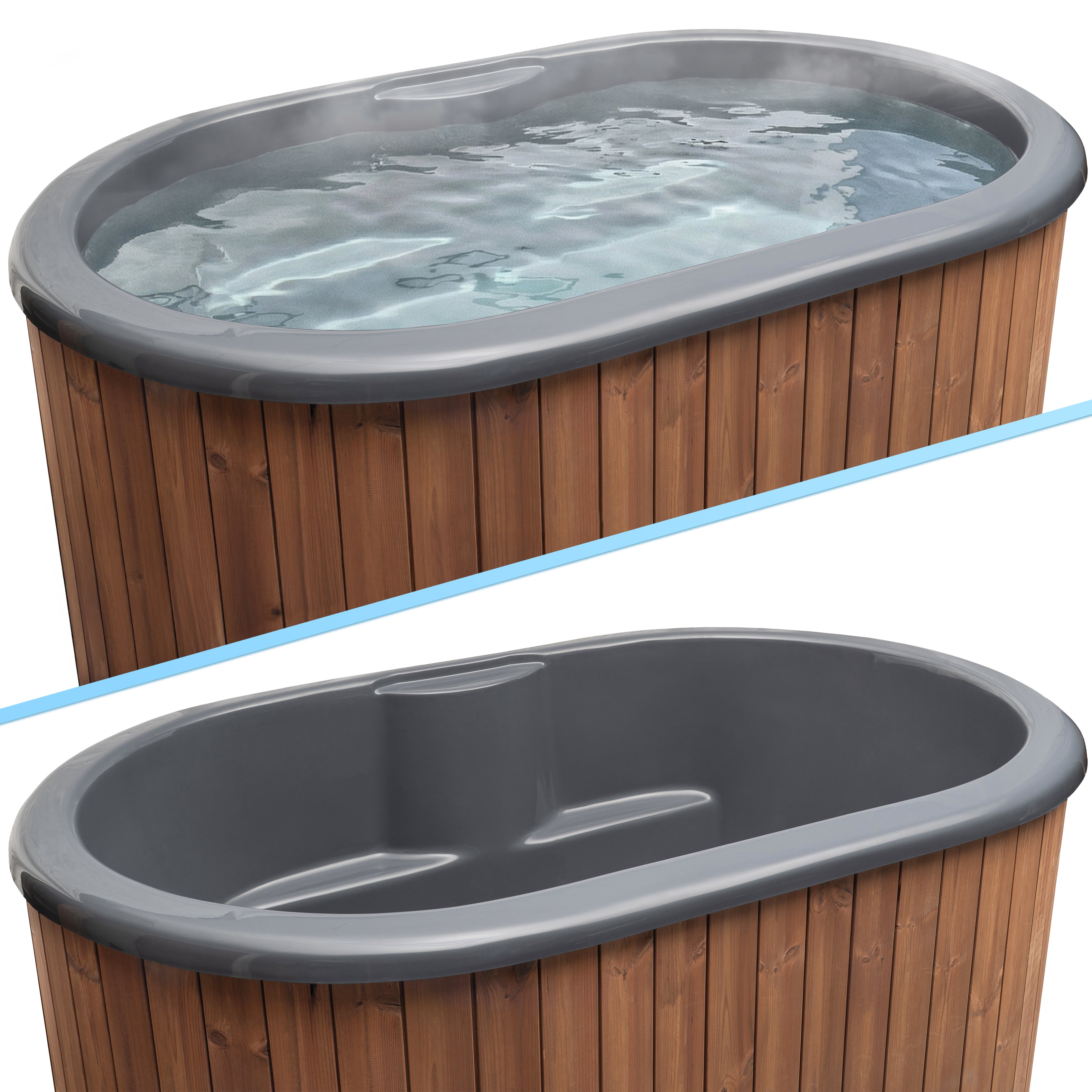 Hot + Cold Immersion Tub Package by SaunaLife 2-Person in Natural Wood