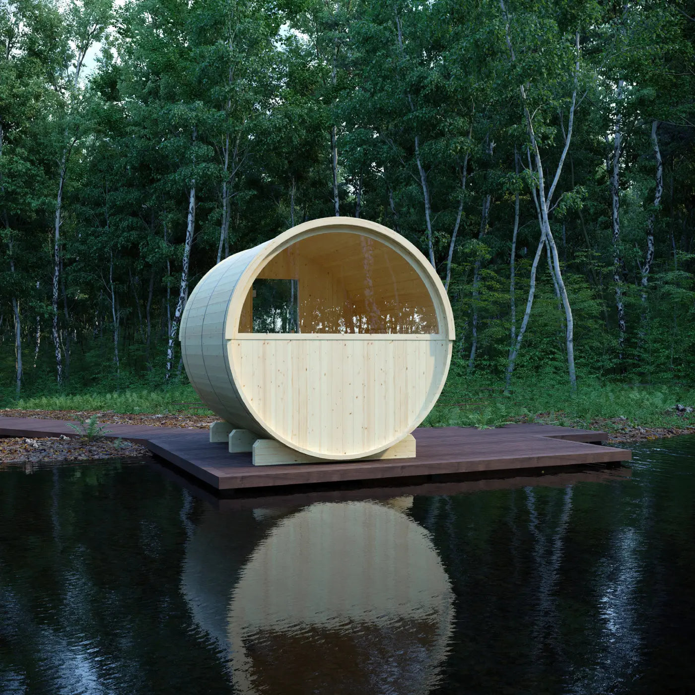 Tampere Finnish Barrel Sauna with WiFi Electric Heater for Outdoor Traditional Sauna Bathing